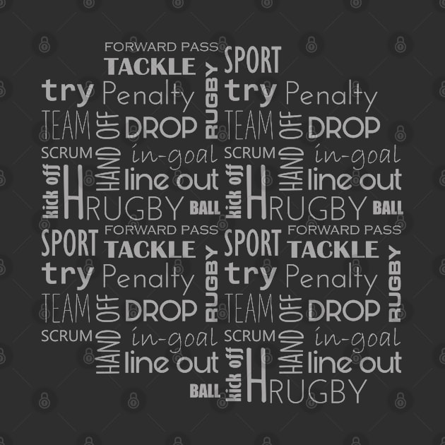 Rugby Text Pattern Gray by Pablo Pereyra Art