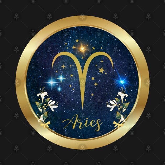 Aires Star Zodiac Golden Astrology Sign by Spacetrap