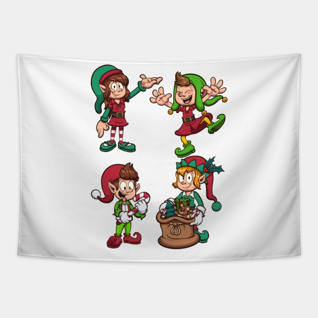 Christmas Elves Tapestry by TheMaskedTooner