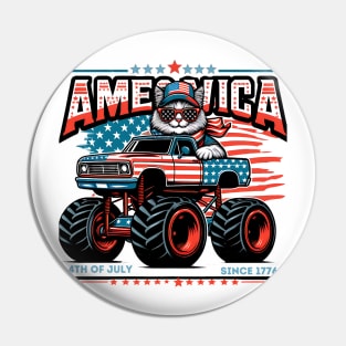 AMEOWICA cat drives a monster truck 4th of July independence Pin