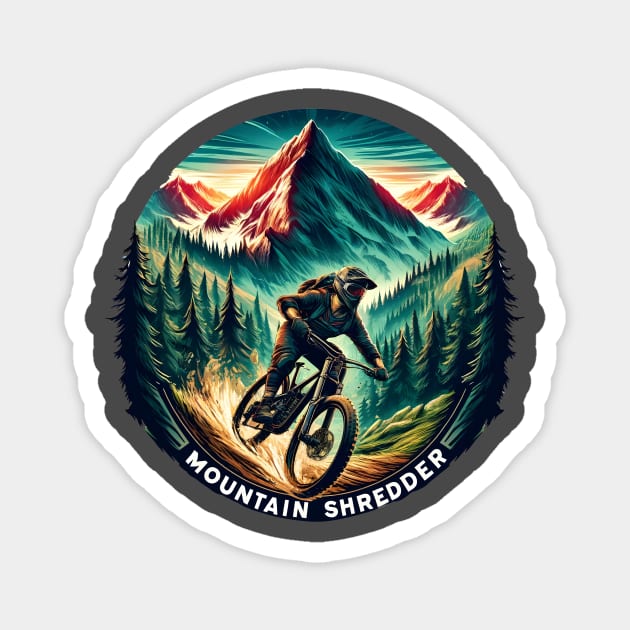 Mountain Shredder, Bicycle Rider Magnet by Vinokurio