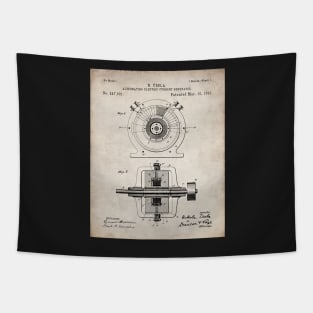 Tesla Generator Patent - Electrician Maker Workshop Art - Antique Tapestry