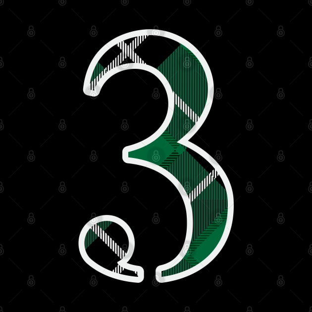 3 Sports Jersey Number Green Black Flannel by Design_Lawrence