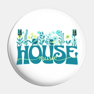 HOUSE MUSIC  - Beats In Bloom (teal/lime/blue) Pin