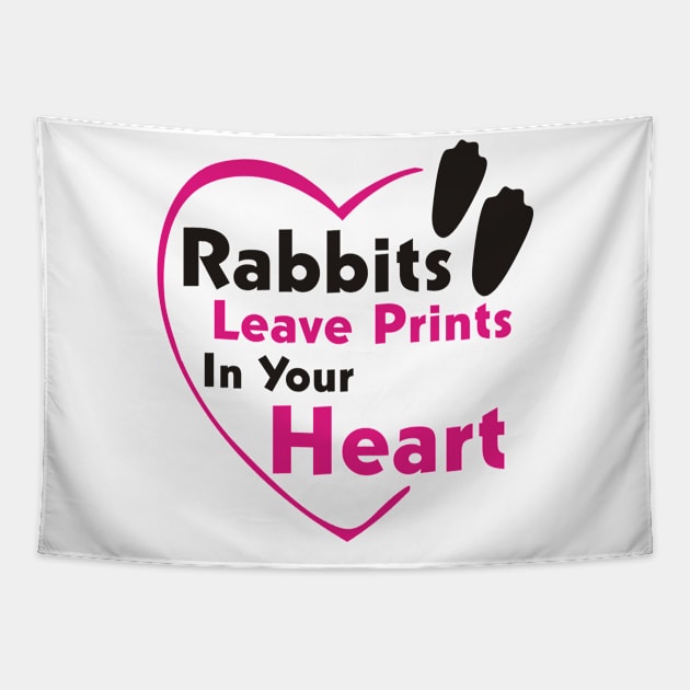 RABBITS LEAVE PRINTS IN YOUR HEART Tapestry by Lin Watchorn 