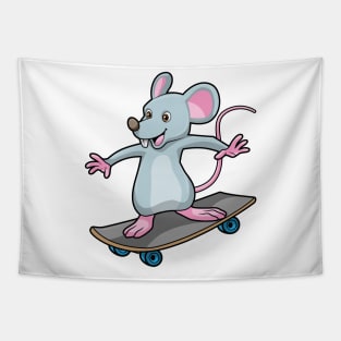 Mouse as Skater with Skateboard Tapestry