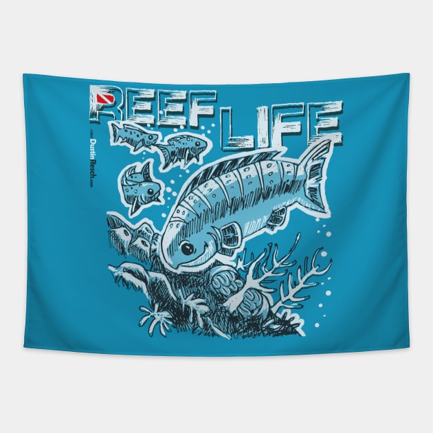 Fish Dive: Reef Life Tapestry by Dustin Resch