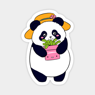 Cute panda bear holding a plant Magnet