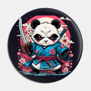 Japanese Samurai Panda Tattoo, Kawaii Ninja Panda Pin