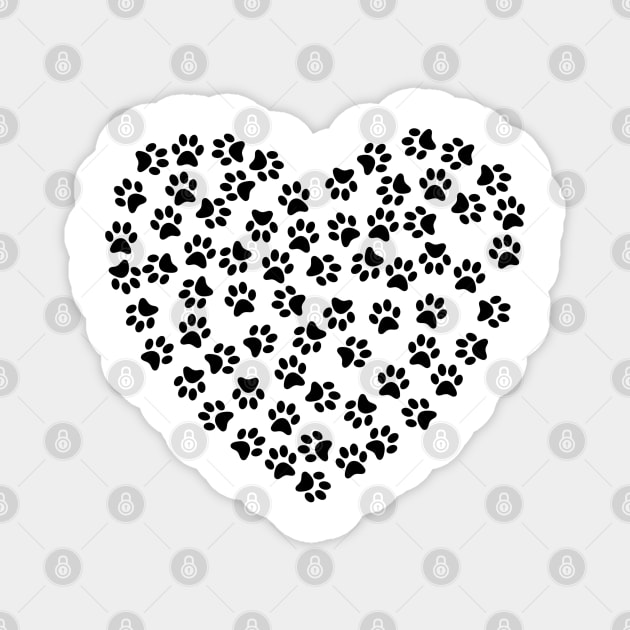 Dogs Cats Love Heart Cute Paws Gift Symbol Family Pet Lover Magnet by Kibo2020
