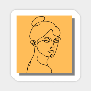 Asthetic Woman's Face Line Art Magnet