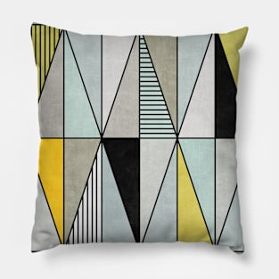 Colorful Concrete Triangles - Yellow, Blue, Grey Pillow