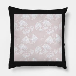 Taupe and Cream Classy Spooky Lace Bats Pillow