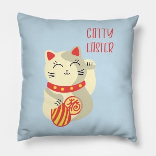 Catty Easter T-Shirt - Funny Chinese Cat with Easter Egg Pillow