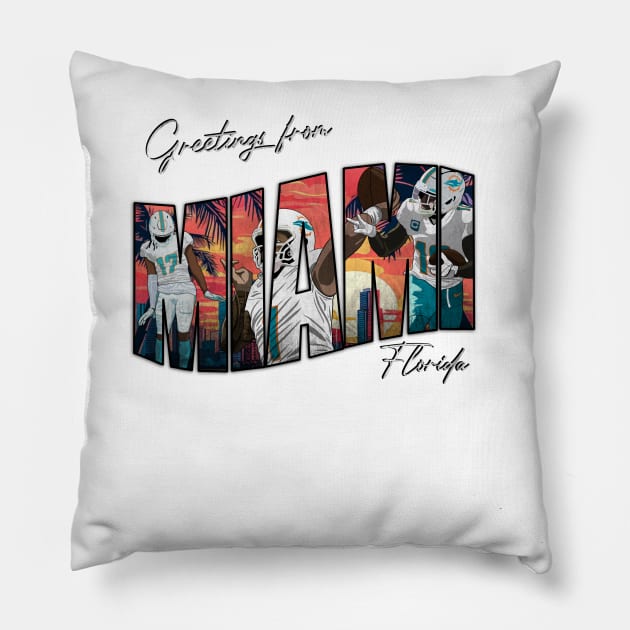 Greetings from Miami Pillow by Shirtsbyvaeda247