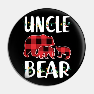 Uncle Bear Red Plaid Christmas Pajama Matching Family Gift Pin