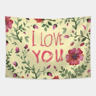 I love you. Floral background Tapestry