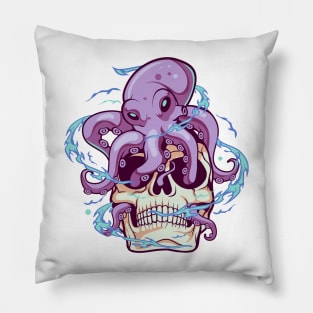 Skull with Octopus Pillow