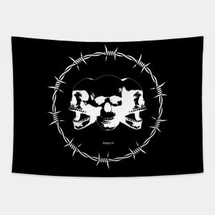 barbed wire skulls Tapestry