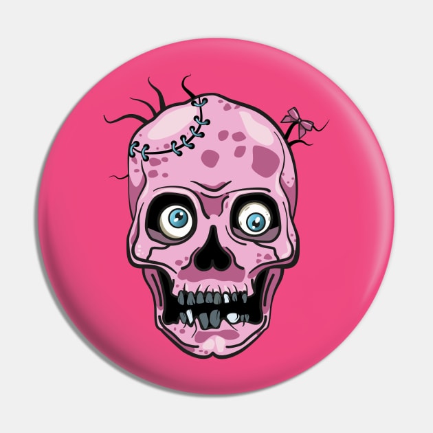 Pink Crazy Skull Pin by BlackSquare