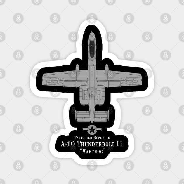 A-10 Thunderbolt II "Warthog" Tech Drawing Military Airplane Magnet by DesignedForFlight