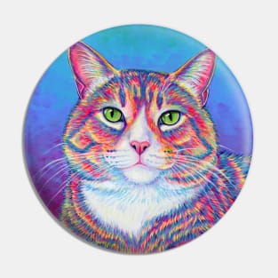 Colorful Brown and White Tabby Cat Pin