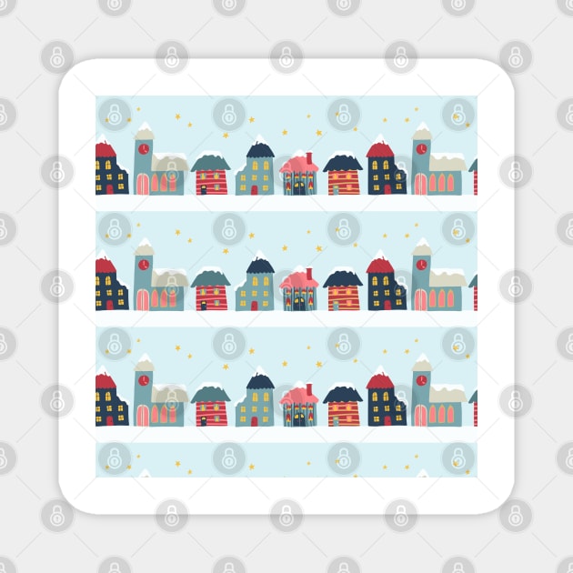 Winter Village STripes Magnet by Sandra Hutter Designs