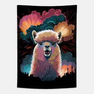 Alpaca Art Funny Llama Explosion Colorful Animals Painting Tapestry