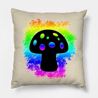 mushroom with colorful rainbow colors Pillow