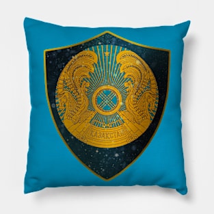 Kazakhstan Coat of Arms and Starry Nights Shield Pillow