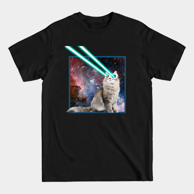 Disover Captain Laser Cat | 3D Glasses | Space | Galaxy | Kitty Eye - Laser Eyes Space Cat - T-Shirt