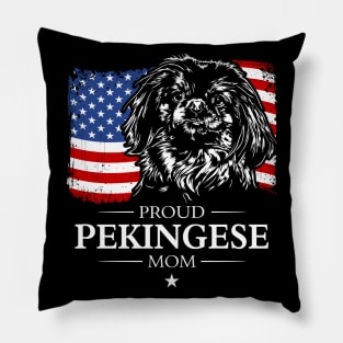 Proud Pekingese Mom American Flag patriotic dog Pillow