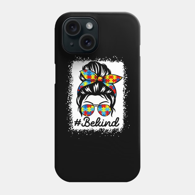 Autism Awareness - Be Kind Autism Awareness Messy Bun Girl Phone Case by artbyhintze