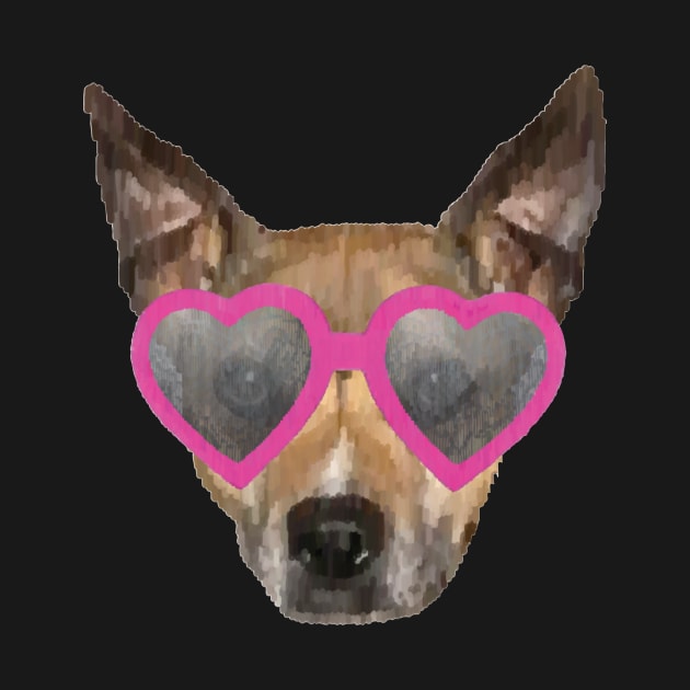 Pitbull with Heart Glasses by calliew1217