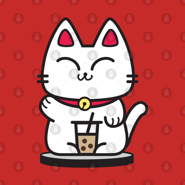 Boba Cat with Milk Tea by plattercats