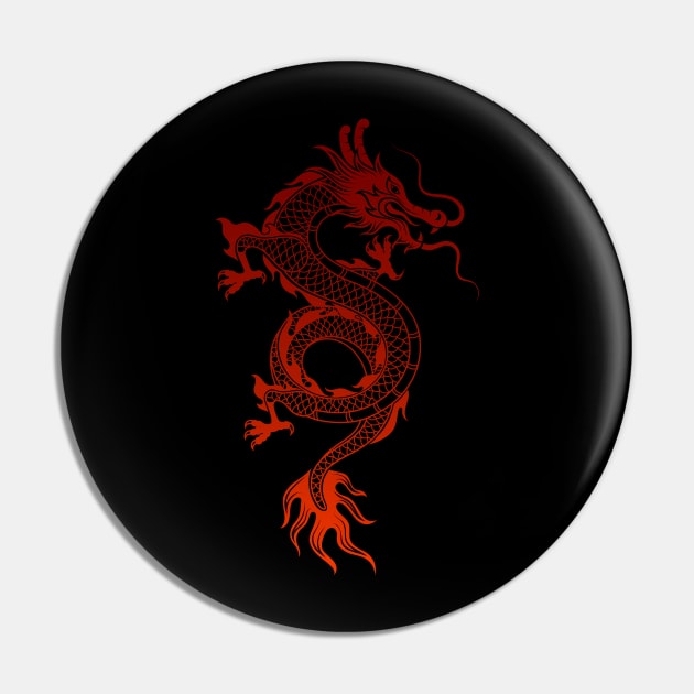 Red Dragon - Chinese Dragon Pin by info@dopositive.co.uk