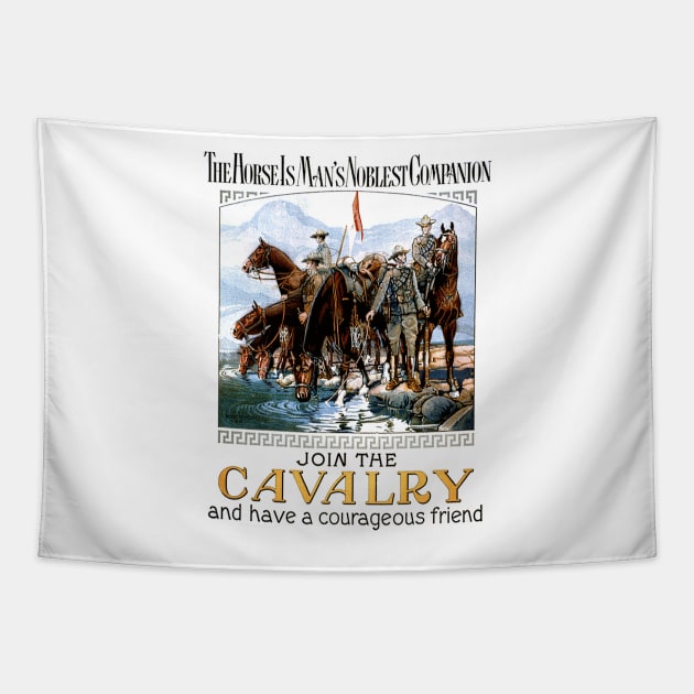 Vintage US Army Cavalry Recruiting Poster Tapestry by Naves