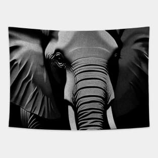 High Contrast Black and White Elephant Digital Portrait (MD23Ar035d) Tapestry