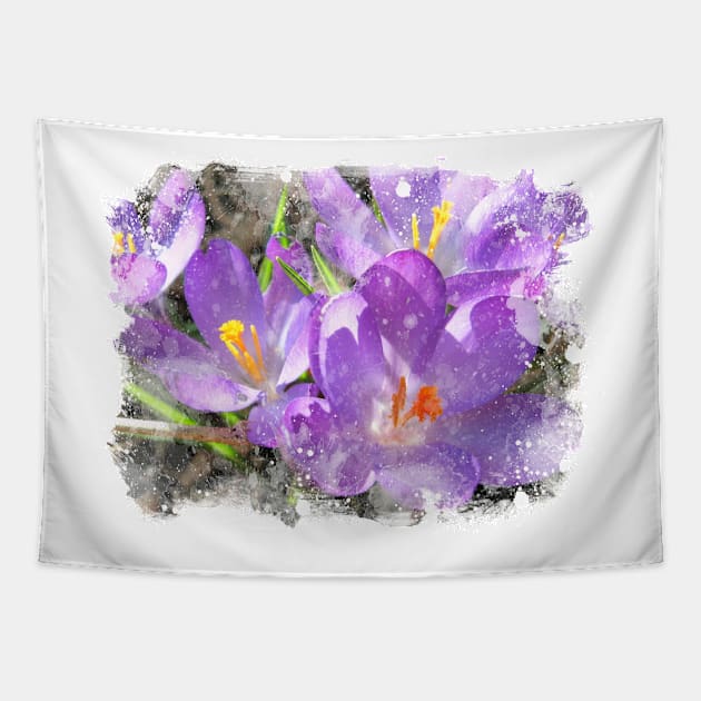 Hope Springs Eternal - Crocus with watercolor texture Tapestry by WesternExposure