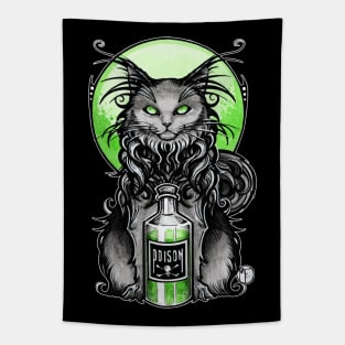 Black Cat With Poison Bottle Tapestry