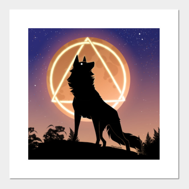 Black Wolf And Moon Wolf Poster Und Kunst Teepublic De