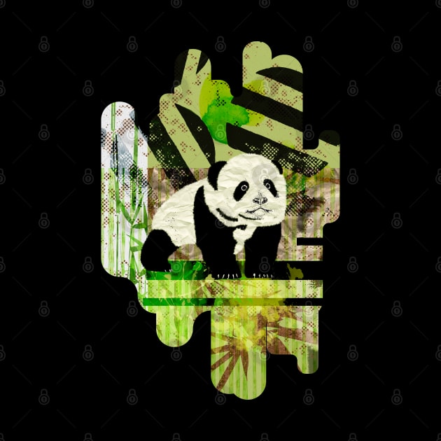 Panda Cub Abstract mixed media digital art collage by Nartissima