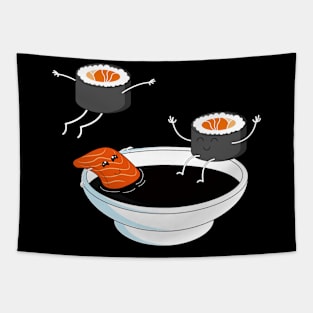 Sushi bath in soya sauce Tapestry