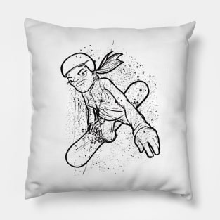 Snowboard girl freestyle jump Pillow