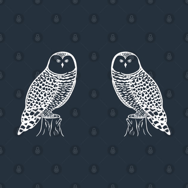 Snowy Owls in Love - cute and fun owl bird design by Green Paladin