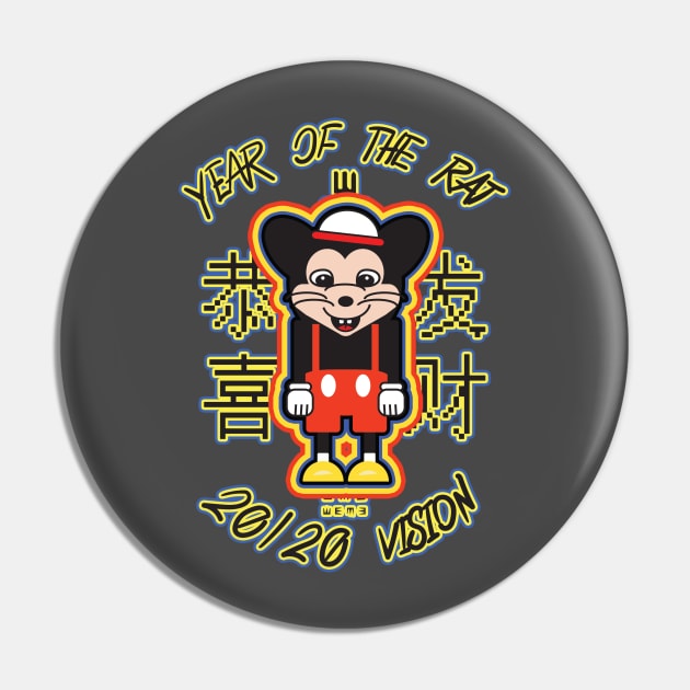 8ts Year of Rat Cartoon Pin by kewlwolf8ts