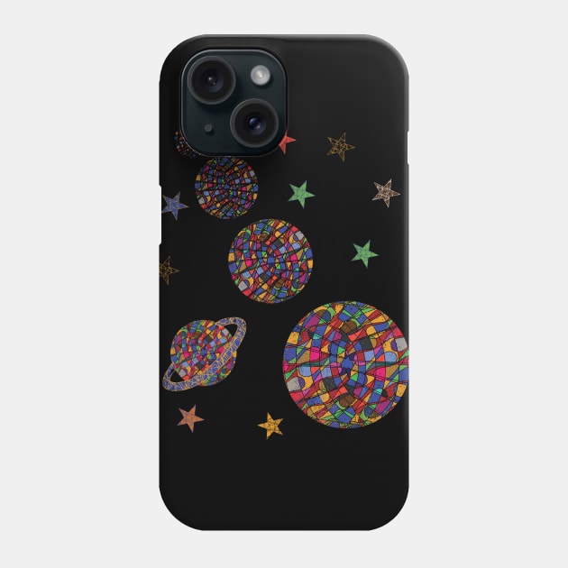 geometric digital abstract art of solar system Phone Case by DELQABEL
