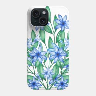 Blue Watercolor Wild Flower Phone Case