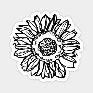 minimal sunflower, black and white plant artwork Magnet