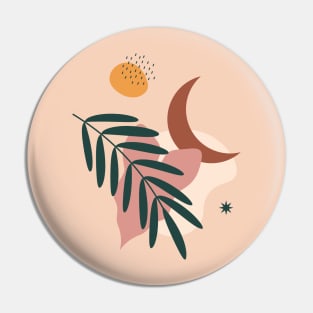 Palm Leaf & Moon - Modern Abstract Art Pin